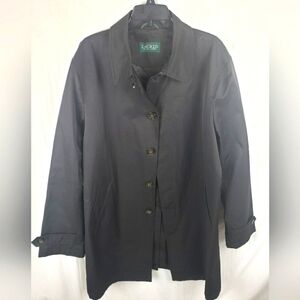 Lauren Ralph Lauren Black Long Sleeve Button Down Overcoat Sz 46L